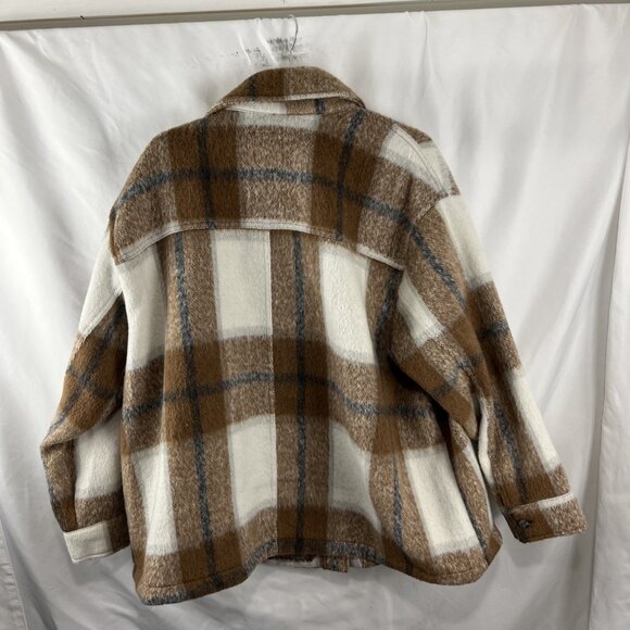 Anthropologie Avec Les Filles Plaid Brown & Cream Shacket Women's Size 3X - Picture 5 of 8